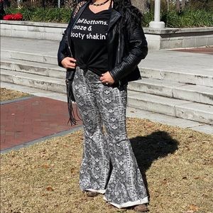 Free People snakeskin bell bottoms